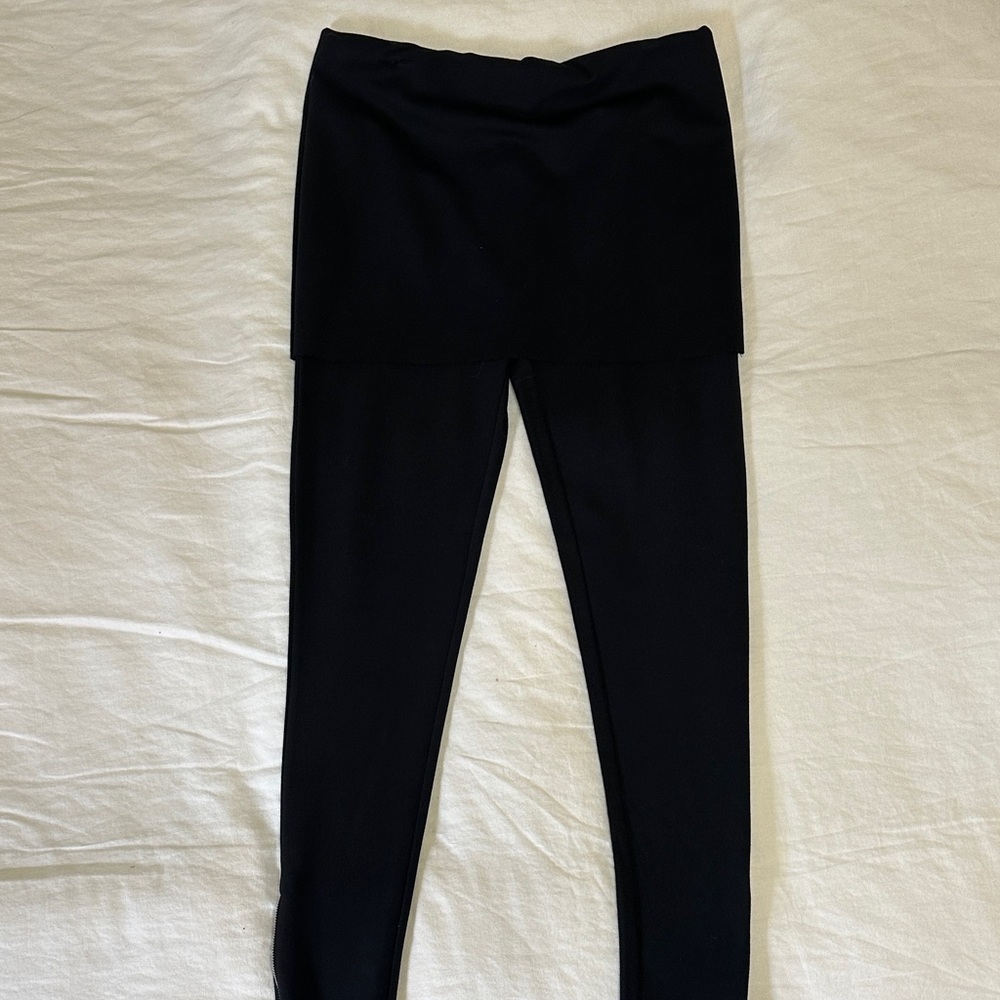 All Saints Black Leggings with Skirt Overlay